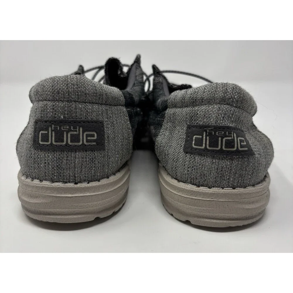 Hey Dude Mens Size 12 Shoes Grey Black Wally Camo Tweed